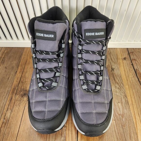 Eddie Bauer Hosmer Mens Sz 10 M Gray Black Outdoors Track Quilted Hiking Boots - Picture 9 of 10